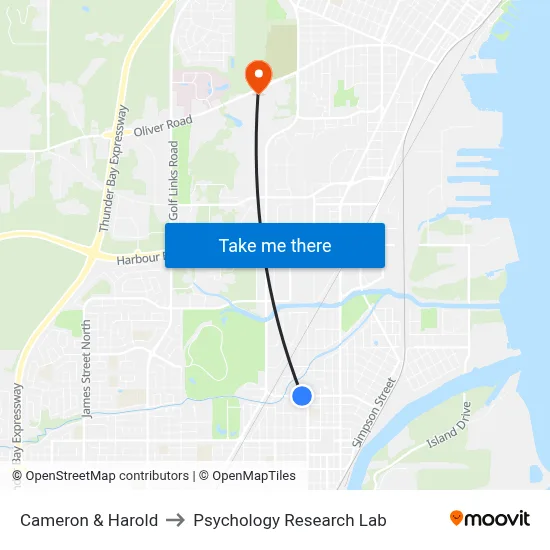 Cameron & Harold to Psychology Research Lab map