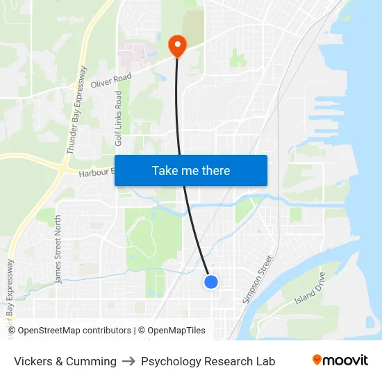 Vickers & Cumming to Psychology Research Lab map