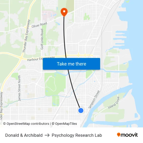 Donald & Archibald to Psychology Research Lab map