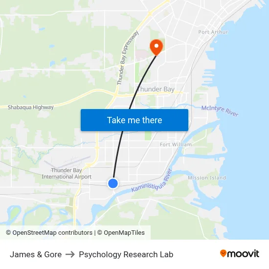 James & Gore to Psychology Research Lab map