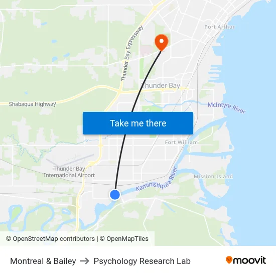 Montreal & Bailey to Psychology Research Lab map