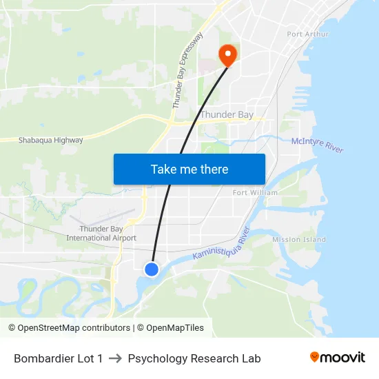 Bombardier Lot 1 to Psychology Research Lab map