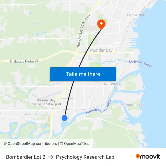 Bombardier Lot 2 to Psychology Research Lab map