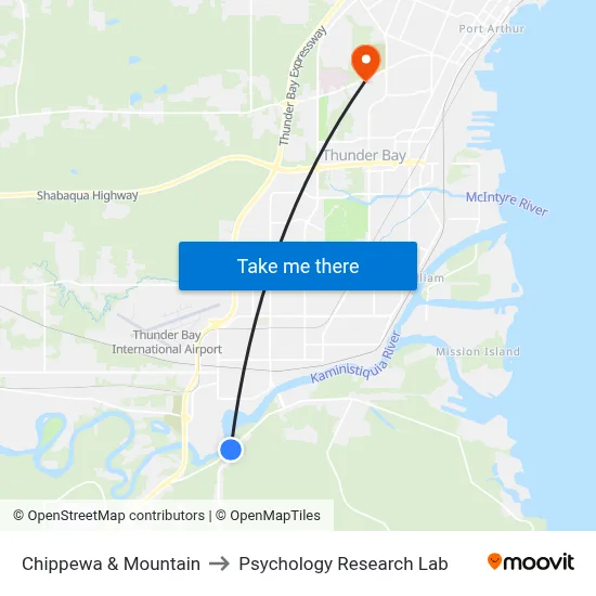 Chippewa & Mountain to Psychology Research Lab map