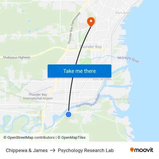 Chippewa & James to Psychology Research Lab map