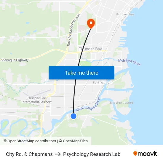 City Rd. & Chapmans to Psychology Research Lab map