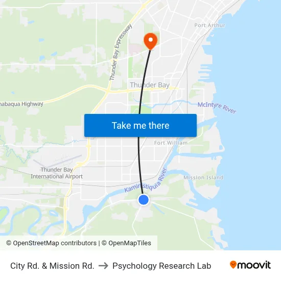 City Rd. & Mission Rd. to Psychology Research Lab map