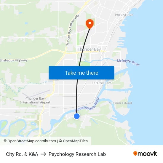 City Rd. & K&A to Psychology Research Lab map