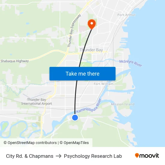 City Rd. & Chapmans to Psychology Research Lab map