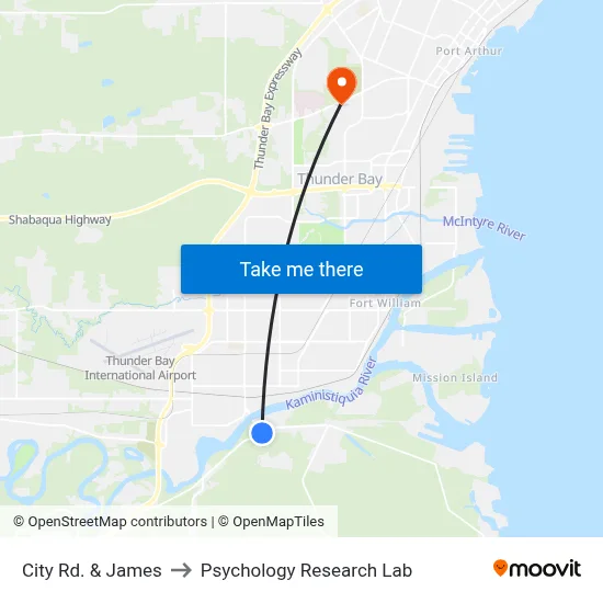 City Rd. & James to Psychology Research Lab map