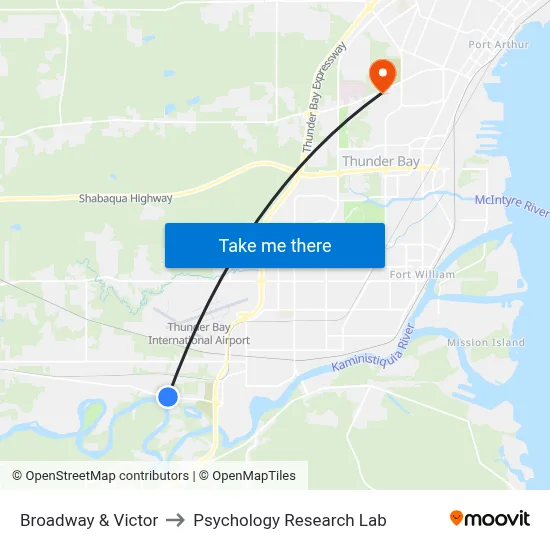 Broadway & Victor to Psychology Research Lab map