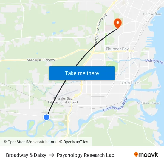 Broadway & Daisy to Psychology Research Lab map