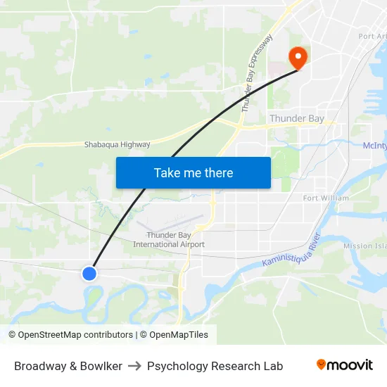 Broadway & Bowlker to Psychology Research Lab map