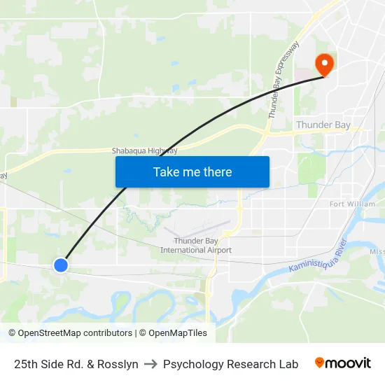 25th Side Rd. & Rosslyn to Psychology Research Lab map