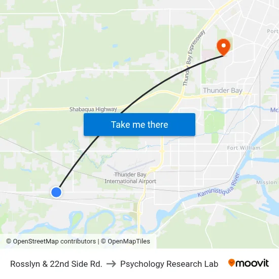 Rosslyn & 22nd Side Rd. to Psychology Research Lab map