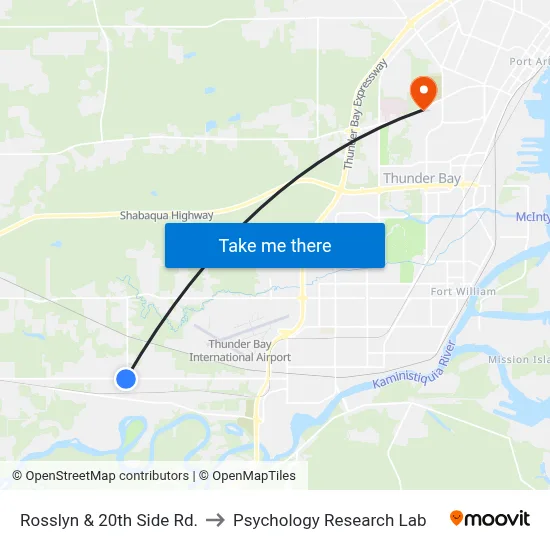 Rosslyn & 20th Side Rd. to Psychology Research Lab map