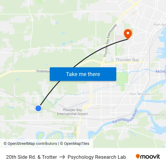 20th Side Rd. & Trotter to Psychology Research Lab map