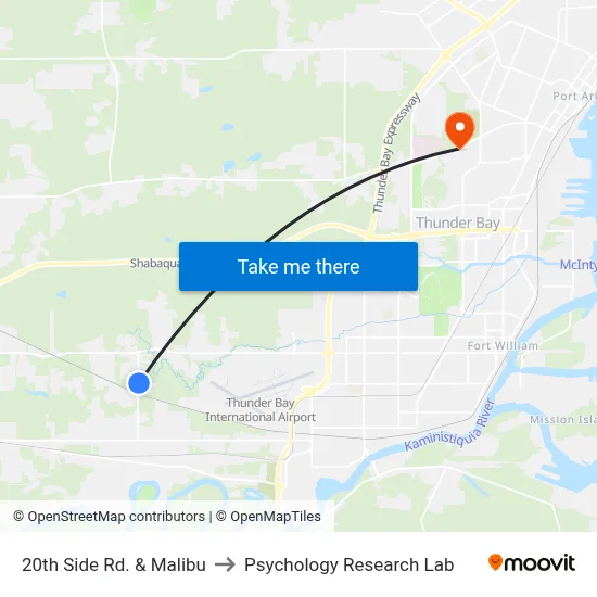 20th Side Rd. & Malibu to Psychology Research Lab map