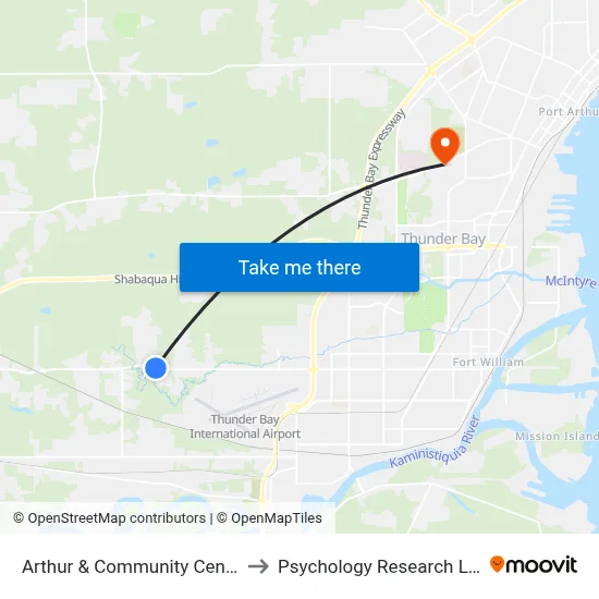 Arthur & Community Centre to Psychology Research Lab map