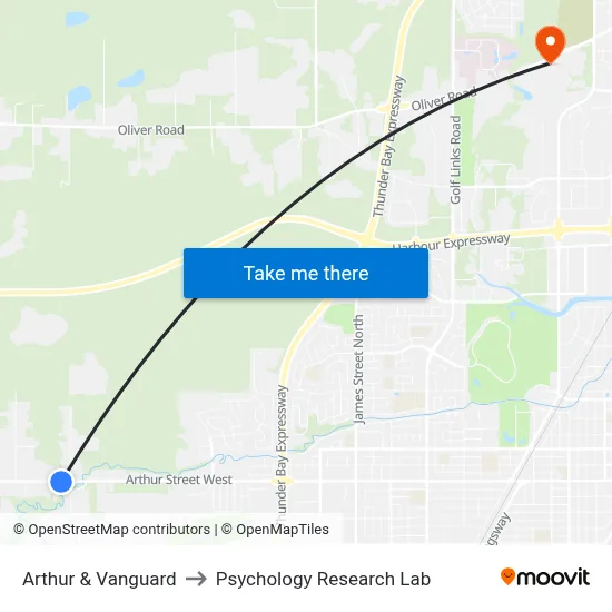 Arthur & Vanguard to Psychology Research Lab map