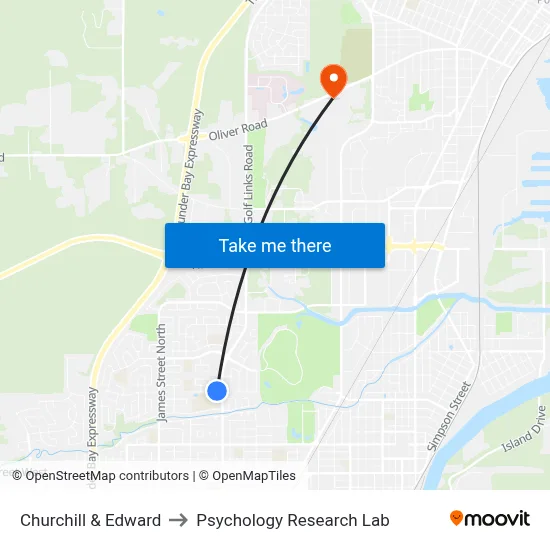 Churchill & Edward to Psychology Research Lab map