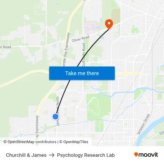 Churchill & James to Psychology Research Lab map