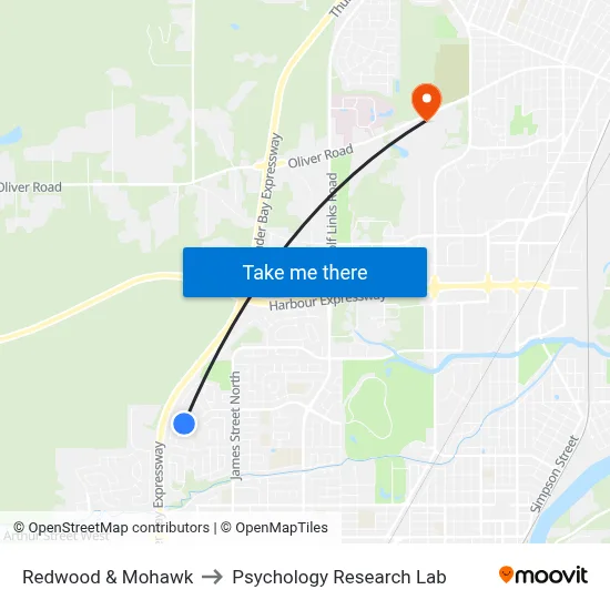 Redwood & Mohawk to Psychology Research Lab map