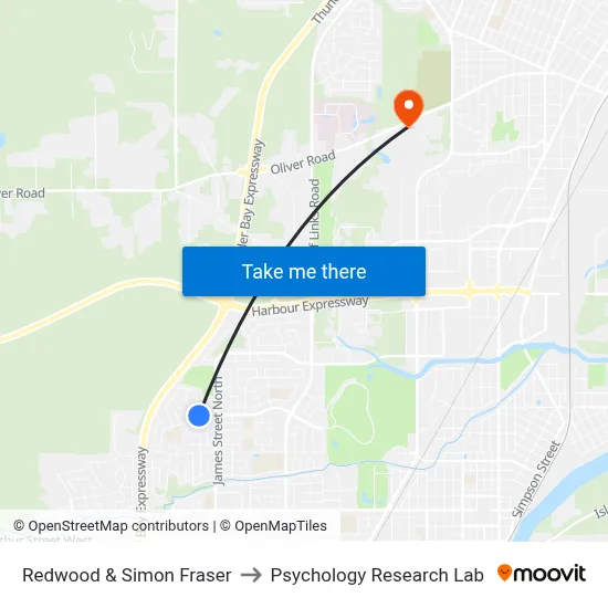 Redwood & Simon Fraser to Psychology Research Lab map