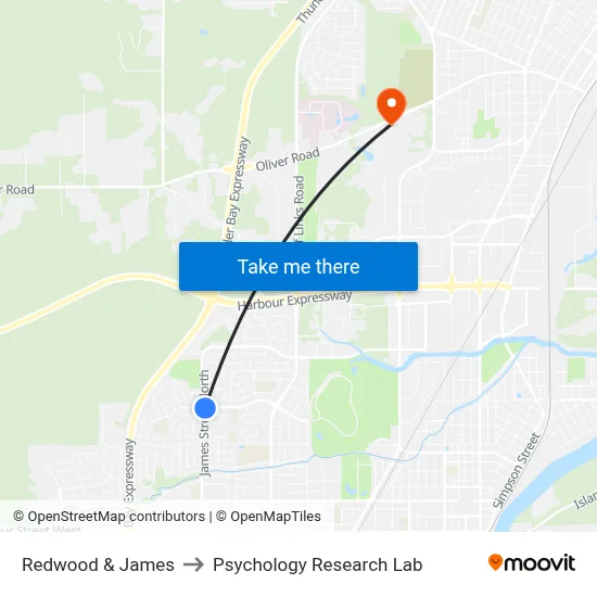 Redwood & James to Psychology Research Lab map