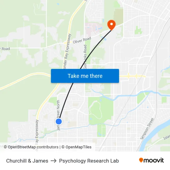 Churchill & James to Psychology Research Lab map