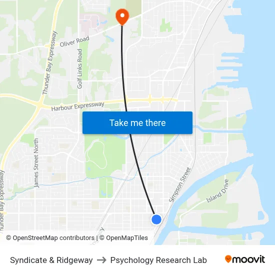 Syndicate & Ridgeway to Psychology Research Lab map