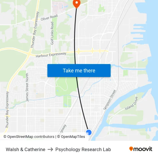 Walsh & Catherine to Psychology Research Lab map