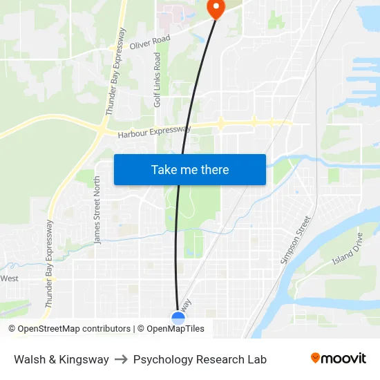 Walsh & Kingsway to Psychology Research Lab map