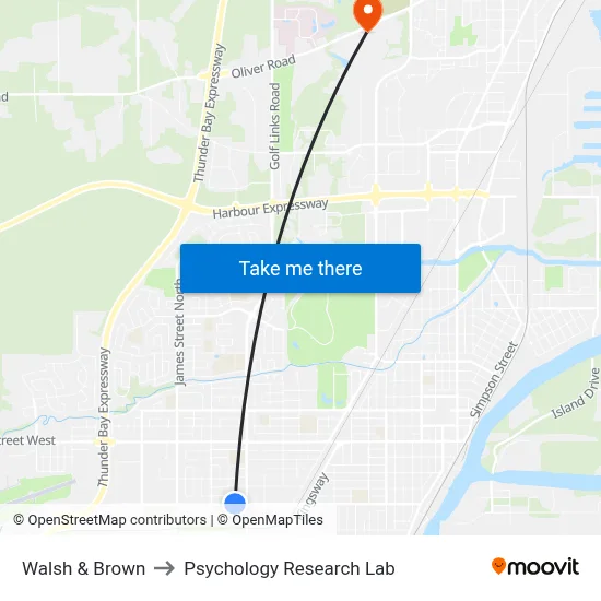 Walsh & Brown to Psychology Research Lab map