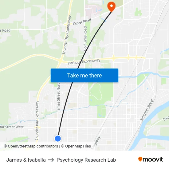 James & Isabella to Psychology Research Lab map