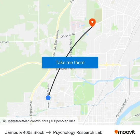 James & 400s Block to Psychology Research Lab map