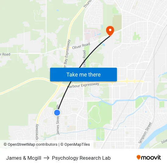 James & Mcgill to Psychology Research Lab map