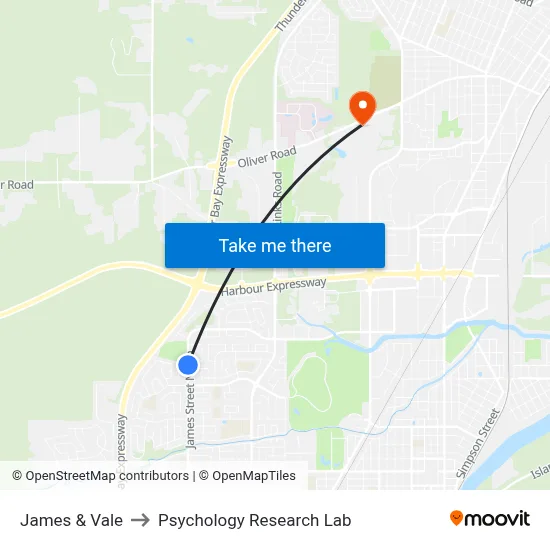 James & Vale to Psychology Research Lab map