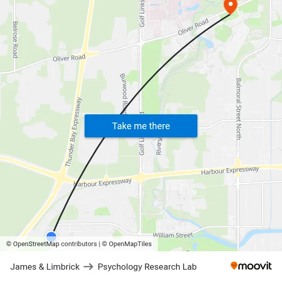James & Limbrick to Psychology Research Lab map