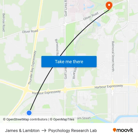 James & Lambton to Psychology Research Lab map