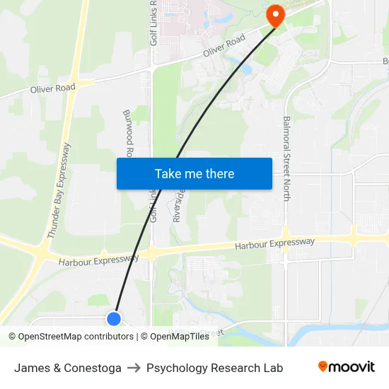 James & Conestoga to Psychology Research Lab map