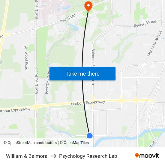 William & Balmoral to Psychology Research Lab map