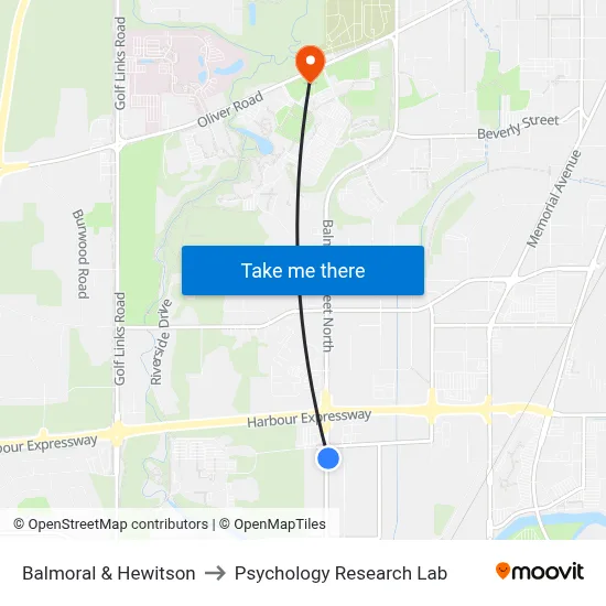 Balmoral & Hewitson to Psychology Research Lab map