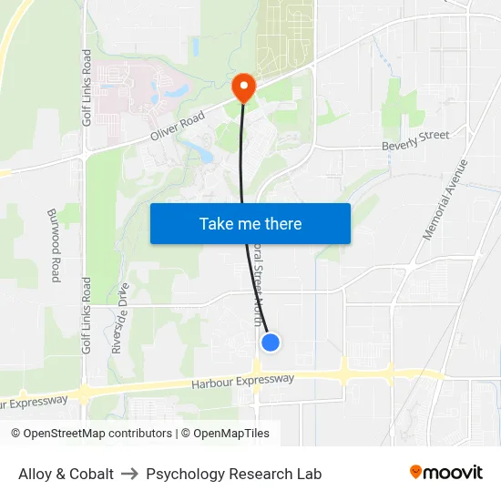 Alloy & Cobalt to Psychology Research Lab map