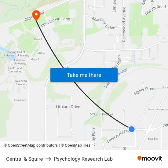 Central & Squire to Psychology Research Lab map