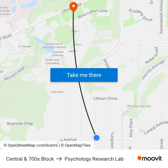 Central & 700s Block to Psychology Research Lab map