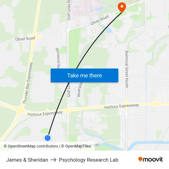 James & Sheridan to Psychology Research Lab map
