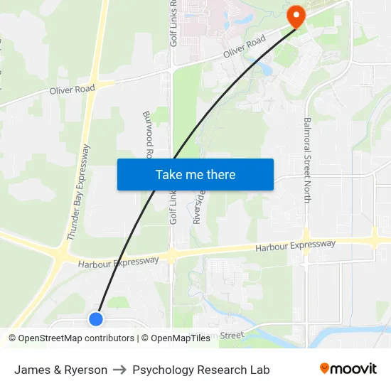 James & Ryerson to Psychology Research Lab map