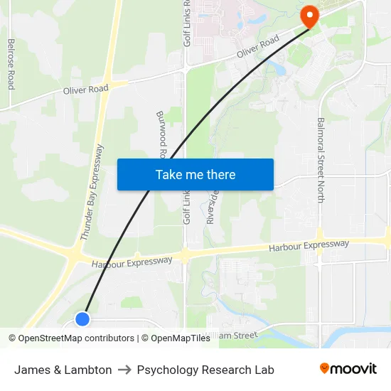 James & Lambton to Psychology Research Lab map