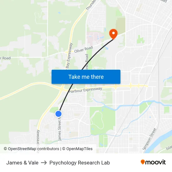 James & Vale to Psychology Research Lab map